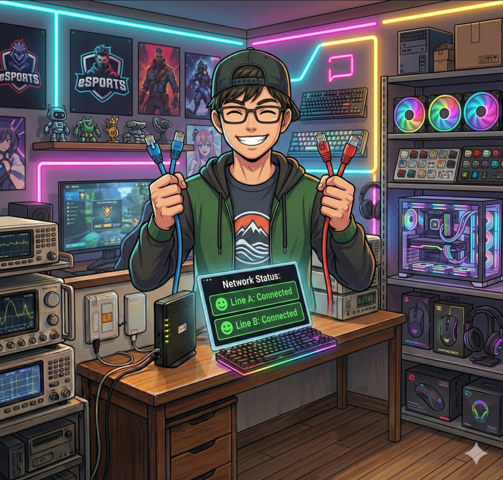 2回線比較をしている嬉しそうなラボ長