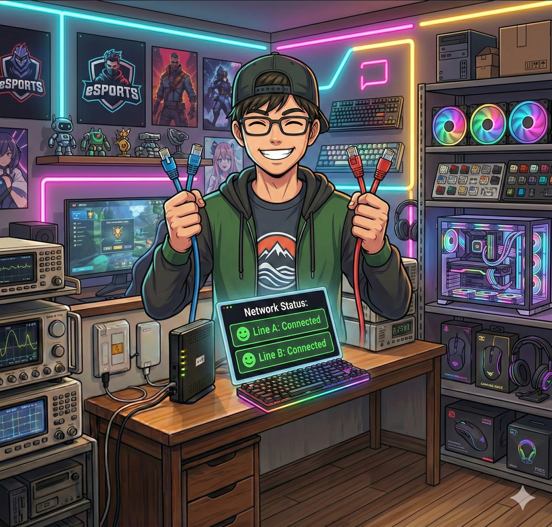 2回線比較をしている嬉しそうなラボ長